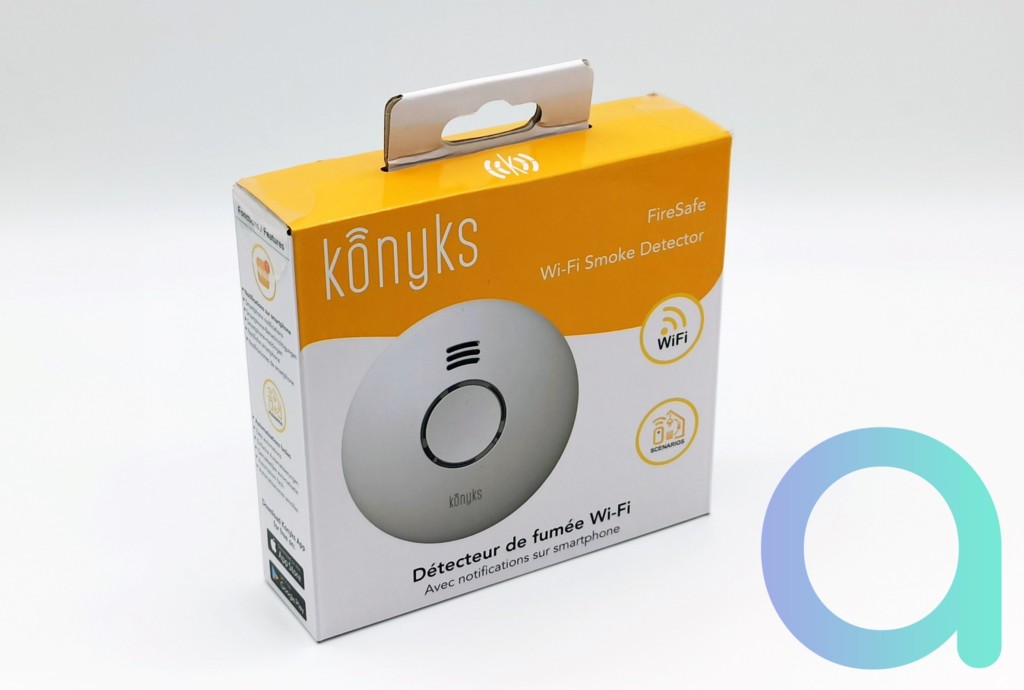 face avant du packaging du détecteur de fumée connecté Konyks fireSafe