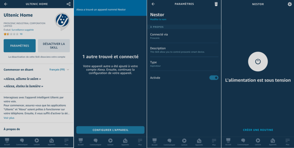 Application Amazon Alexa et intégration de l'aspirateur connecté Ultenic D5S Pro