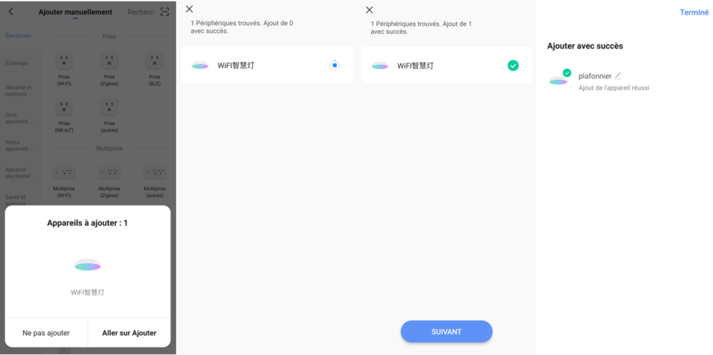intégration du plafonnier connecté Wi-Fi AQOTER à l'application Smart Life