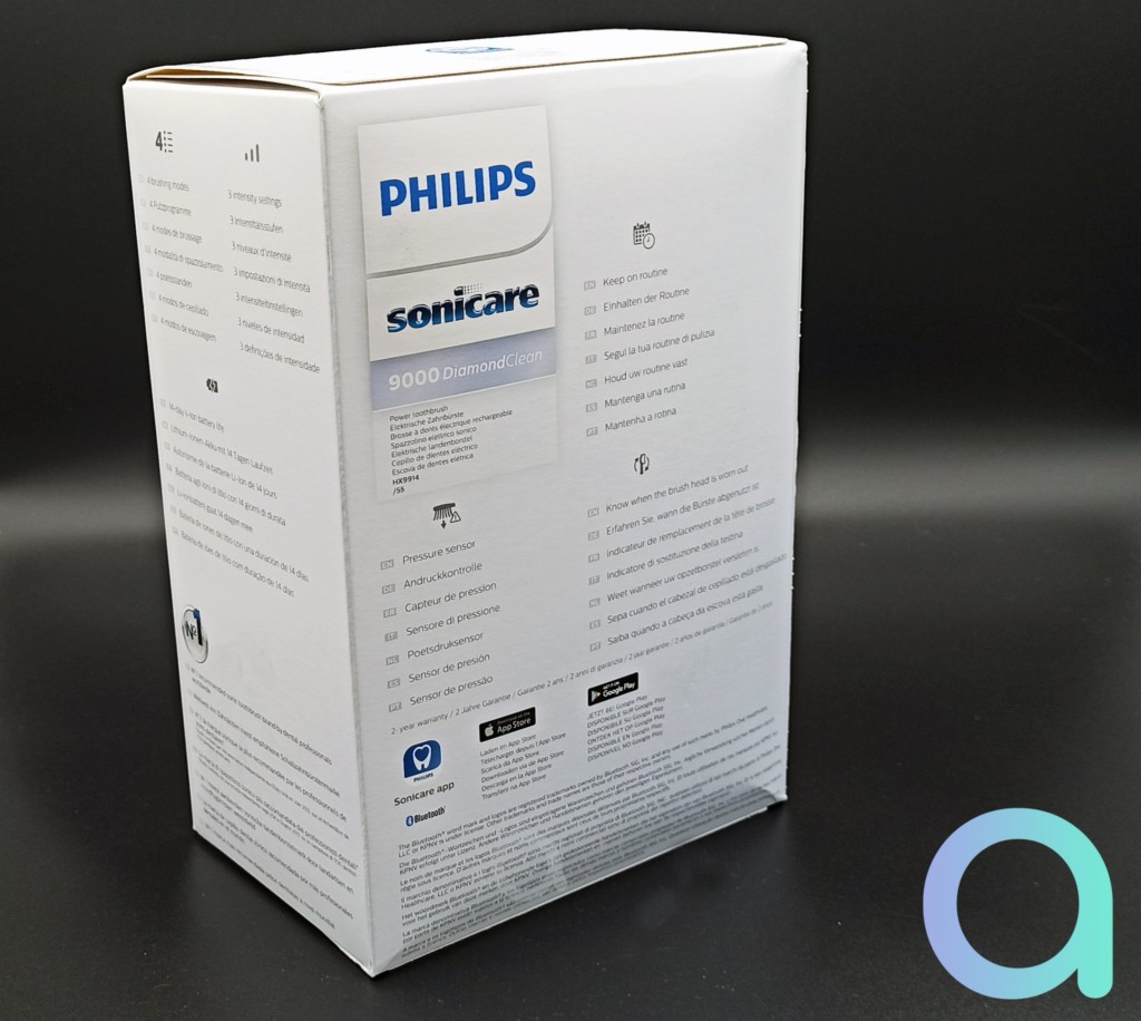 packaging arrière de la philips Soncare Diamond Brose a dents 9000 Diamond clean