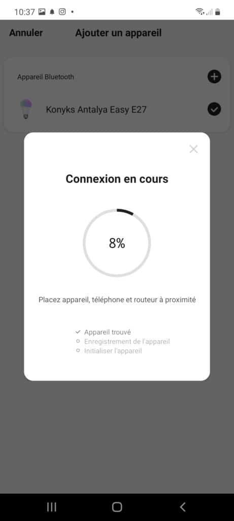 Appairage en cours au Wi-Fi