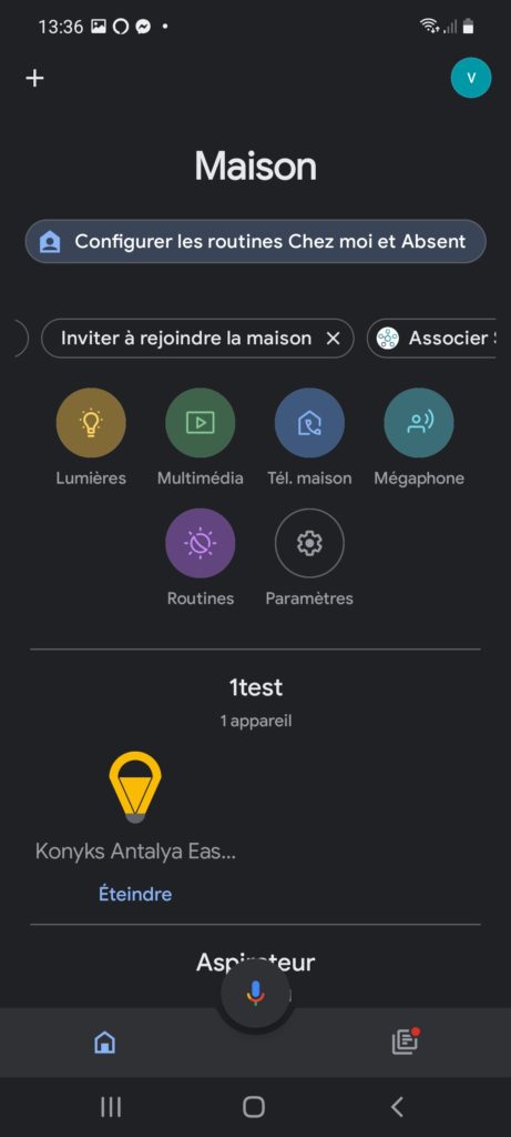 Application Google Assistant et intégration de l'ampoule Konyks Antalya Easy E27