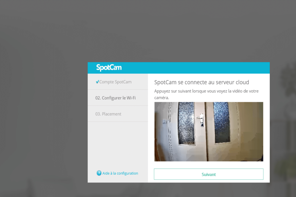configuration terminée, la première image de la SpotCam arrive