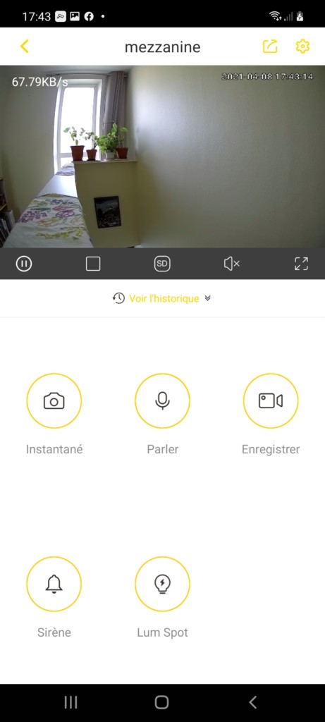 visuel live dans l'application YAle de la caméra de porte