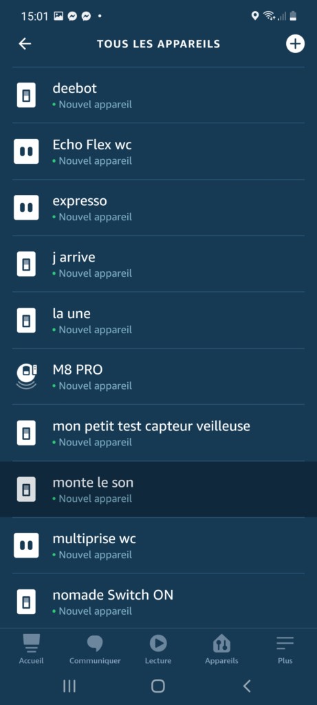 INT2GRATION DE L4ASPIRTEUR M8 Preo de Proscenic dans l'application Alexa