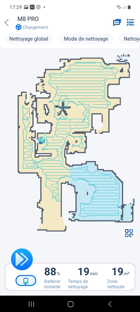 cartographie de l'étage par l'aspirateur M8 Pro de Proscenic