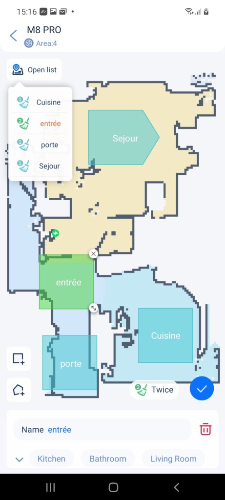 Détermination de zone selon diférents format et nombre de passage pour le nettoyage