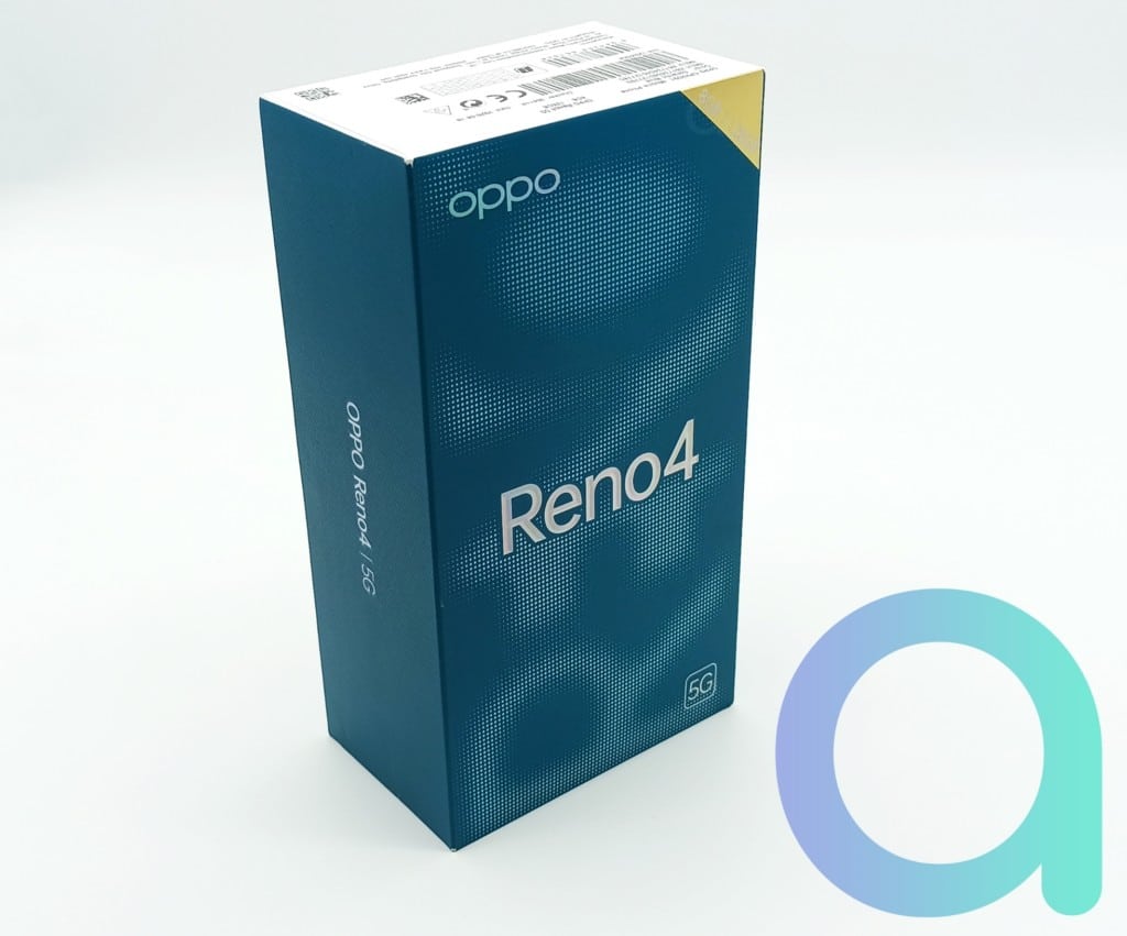 packaging avant du smartphone d'OPPO le Reno4 compatible 5G