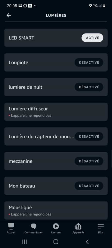 intégration de l'ampoule LED filament LSC à l'application Alexa