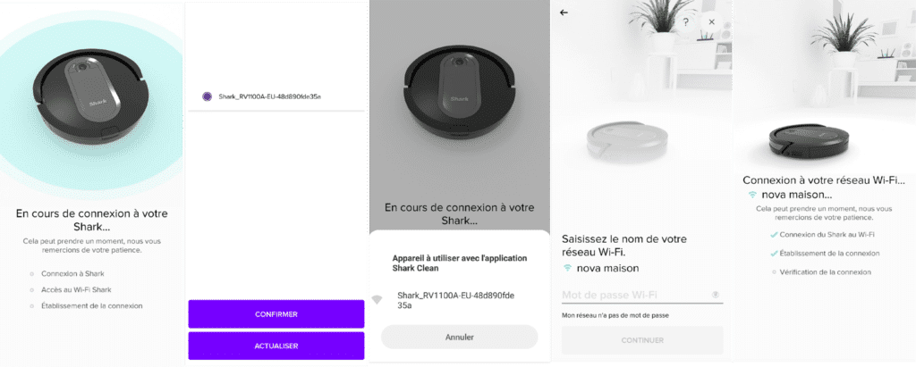 appairage du robot aspirateur SIQR à l'application Shark Clean