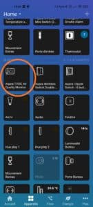 Le capteur Aqara dans l'application Homey