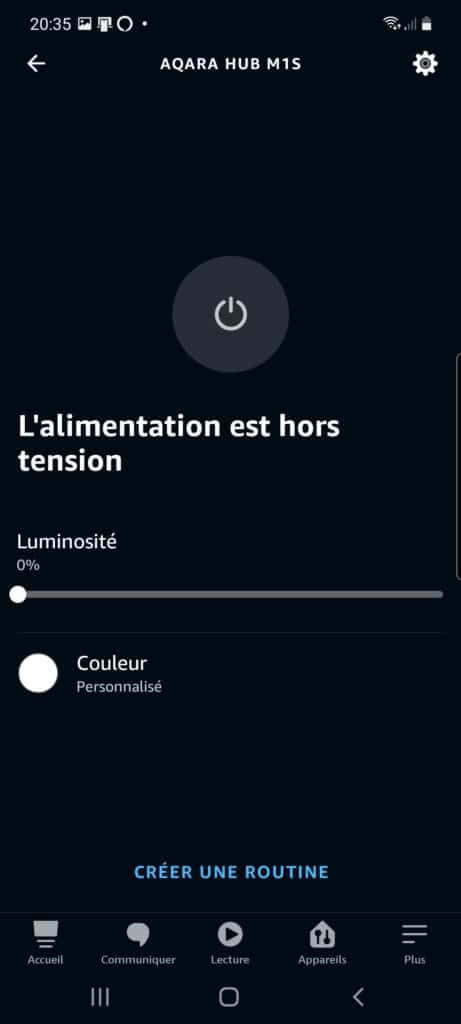 Intégration de la veilleuse du Hub Aqara dans l'application Alexa