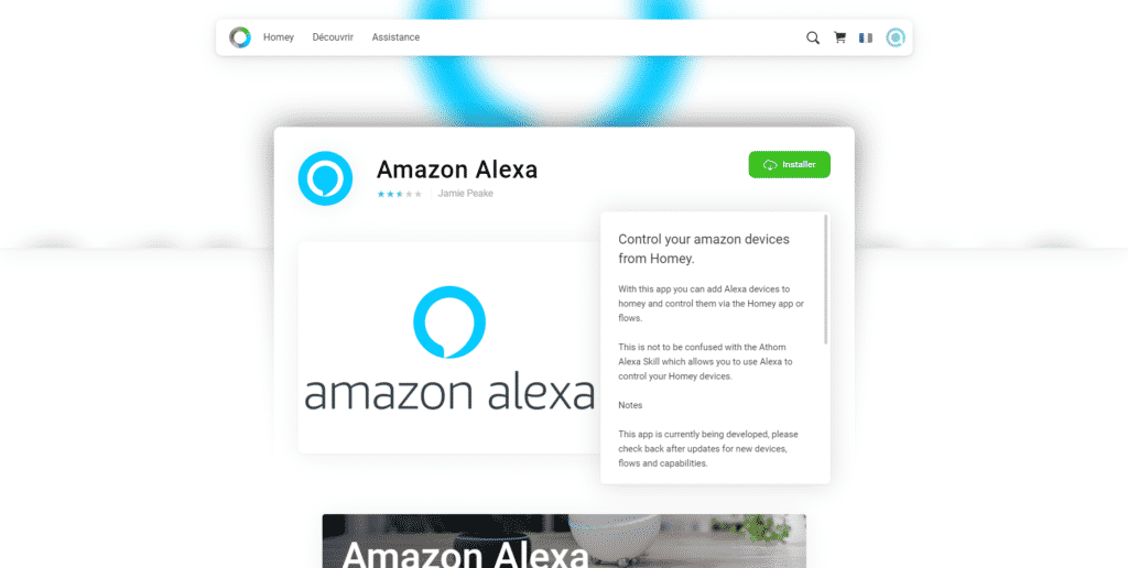 L'application Amazon Alexa pour Homey