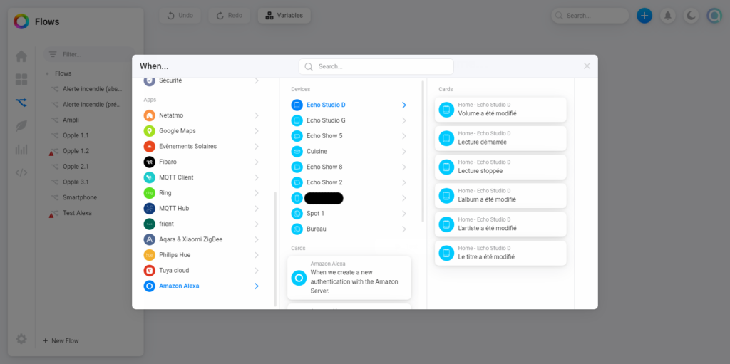 Amazon Echo dans les Homey Flows