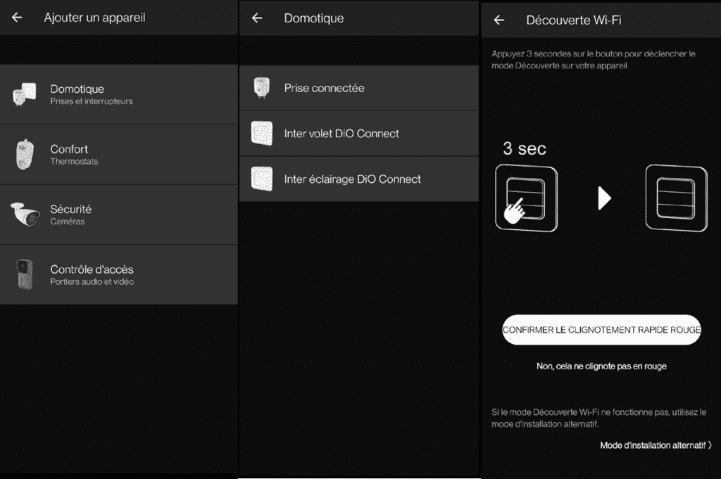 installation de l'interrupteur Dio Rev Shutter sur l'application Dio