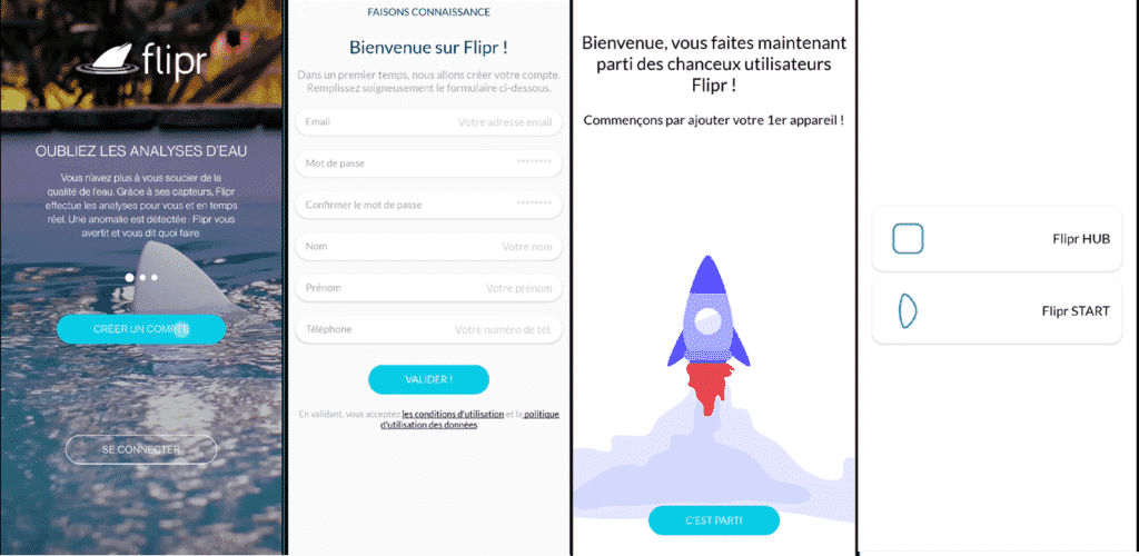 Cration du compte sur l'application Flipr