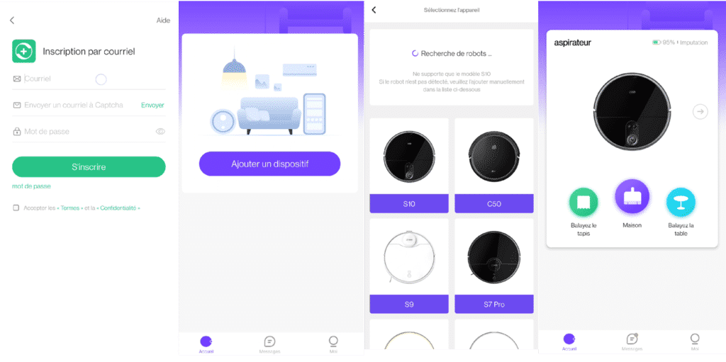 Création du compte et enregisterement du robot aspirateur 360 S10 dans l'application 360Robot