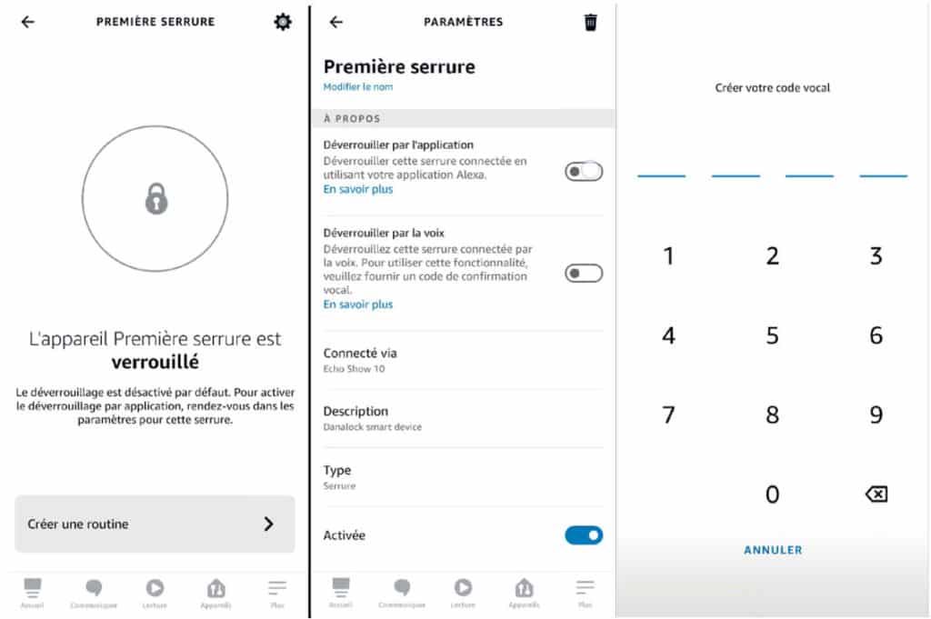 La serrure connectée dans l'application Alexa