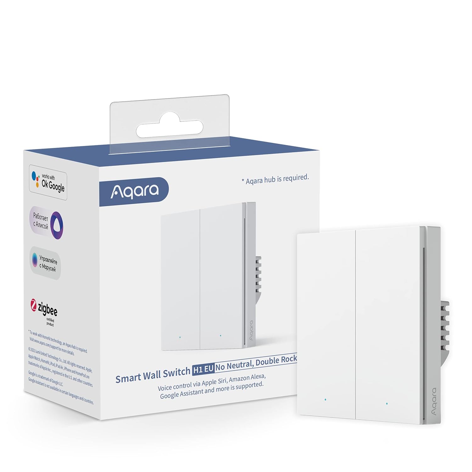 Aqara H1 EU - Interrupteur ZigBee Double Sans Neutre - WS-EUK02