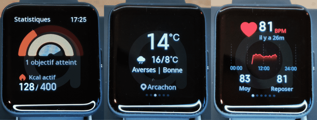 Les différents affichages proposés par la montre Xiaomi Redmi Watch 2 Lite