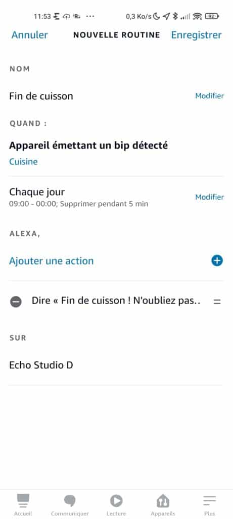 Routine de détection des sons sur Alexa