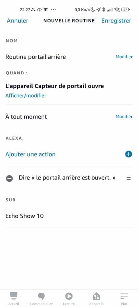 Exemple de routine Ring sur Alexa