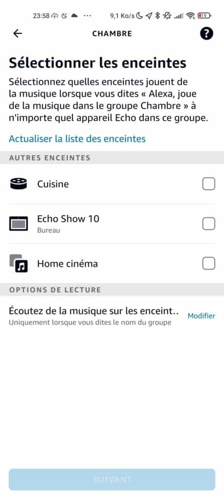 Choisir les enceintes Amazon Echo d'un groupe Alexa