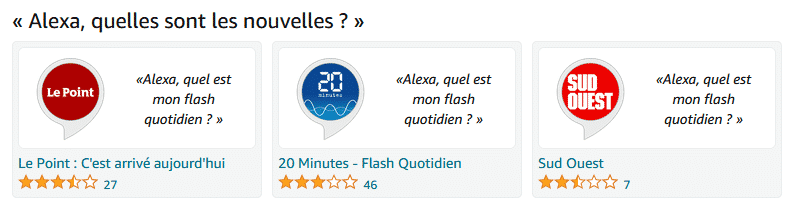 Skills Nouvelles et Actualités pour Alexa en France