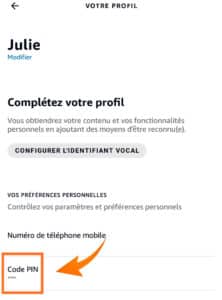 Définir un code PIN dans l'app Alexa