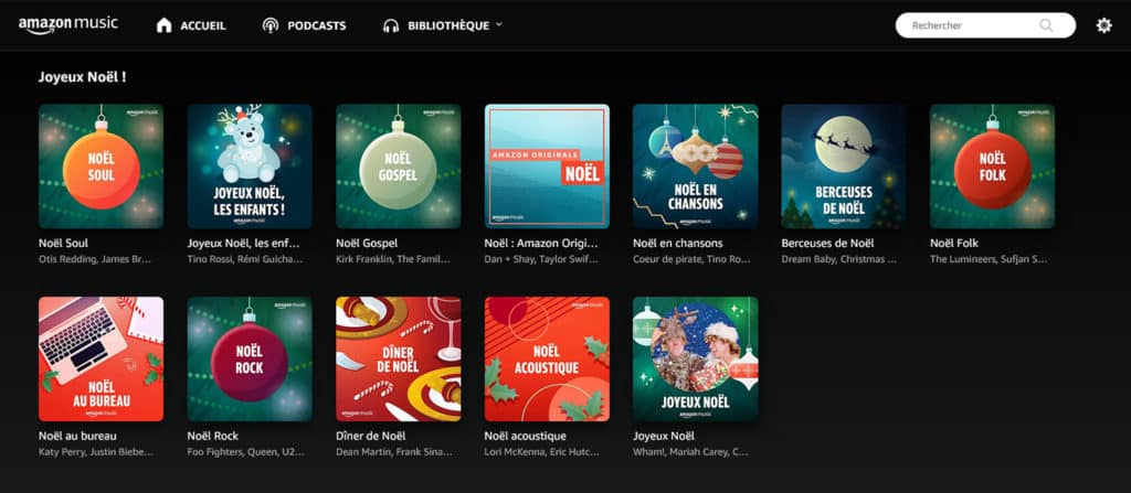 Les Playlists de Noël sur Amazon Music
