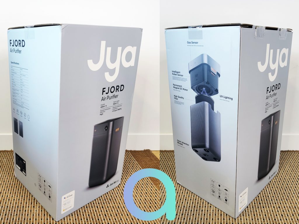Xiaomi livre son purificateur d'air Jya Fjord avec un maximum d'information technique sur le packaging