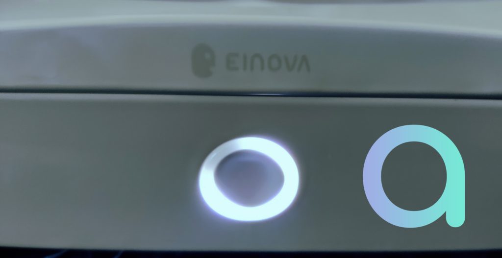 L'anneau lumineux de la box est découpé en 4 segments correspondant à 2 min d'utilisation sur la box de désinfection Mundus Pro de Einova