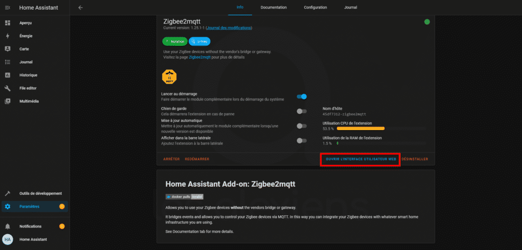 Démarrer Zigbee2MQTT sur Home Assistant
