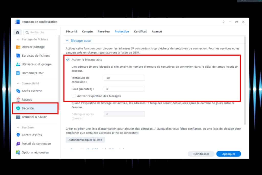 Conseil 6 : activer le blocage automatique