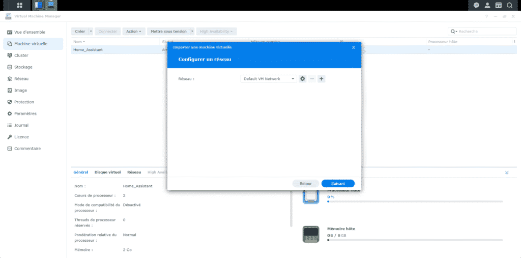 Configuration réseau par défaut pour notre VM