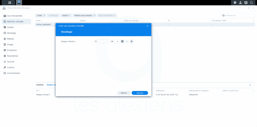 Quel espace disque pour VM Home Assistant sur Synology ?