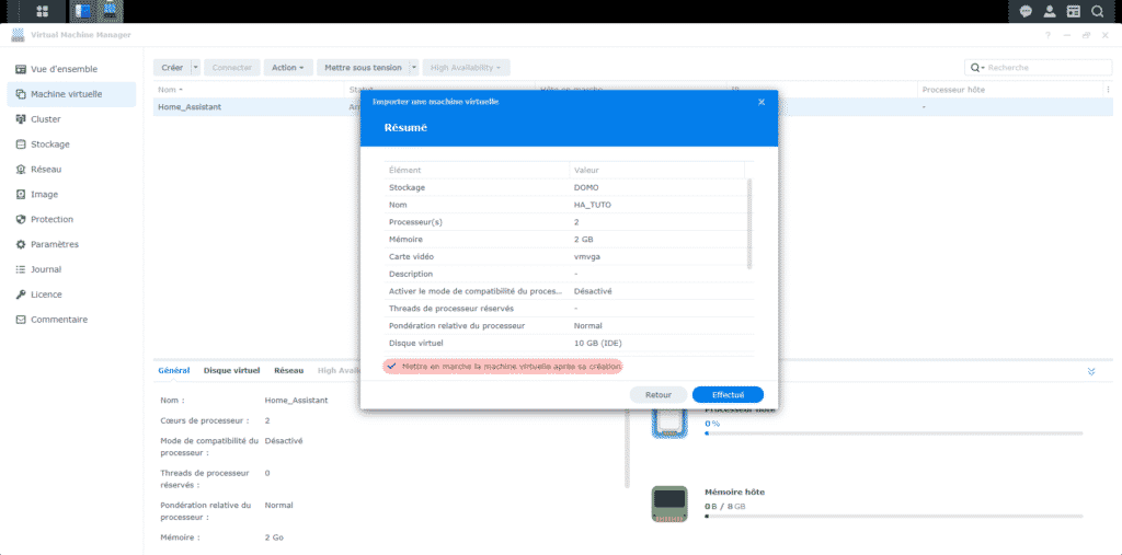Résumé de la création de la machine virtuelle Home Assistant OS