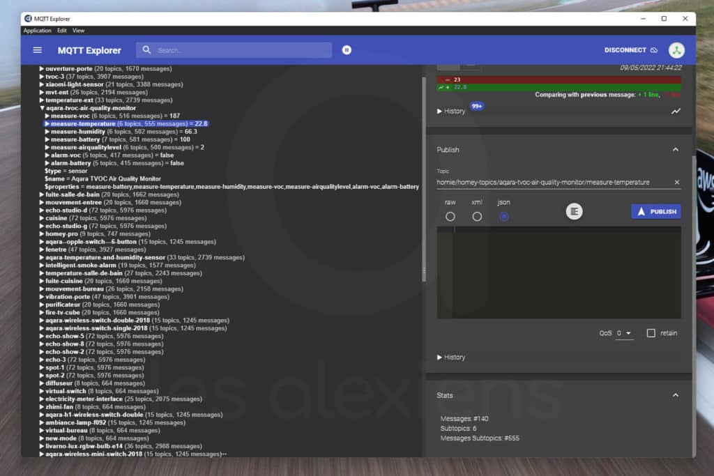 MQTT Explorer avec broker Mosquitto pour Home Assistant
