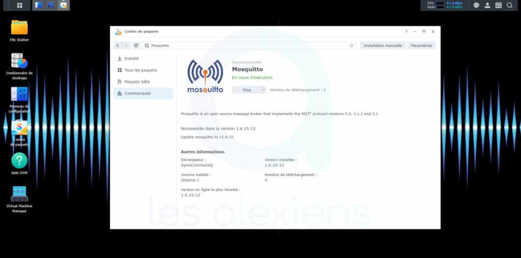 Installer le paquet Mosquitto MQTT dans Synology DSM 7