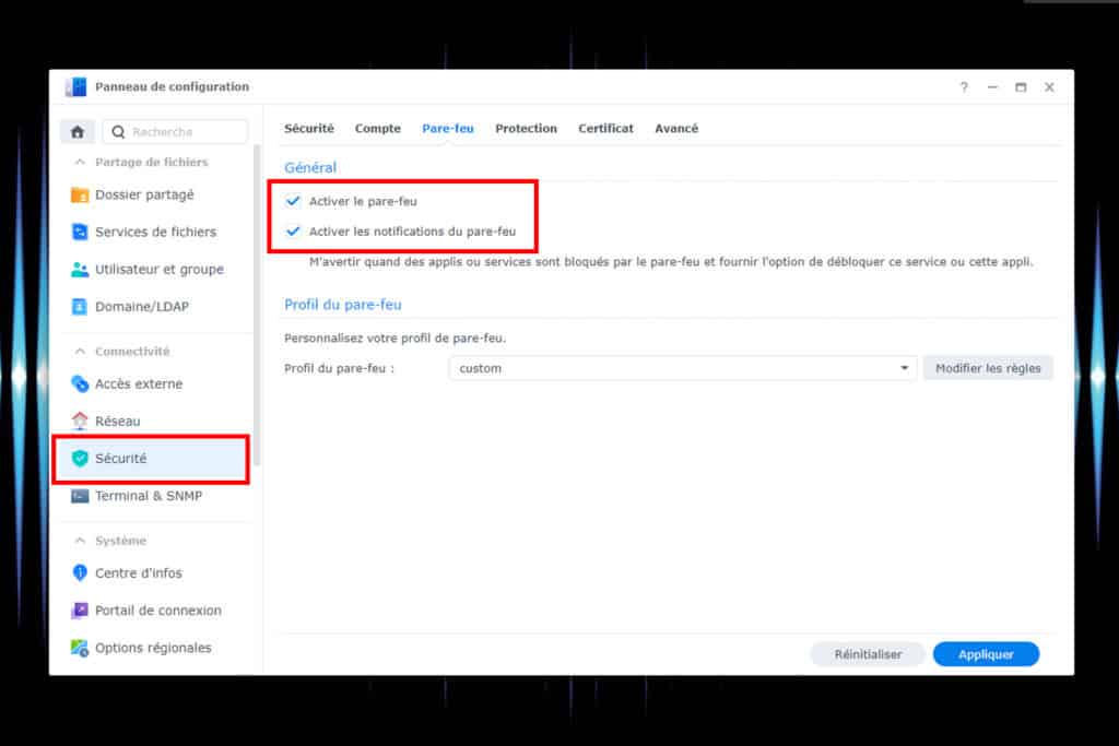 Conseil 5 : activer le pare-feu de Synology DSM pour protéger votre NAS des attaques
