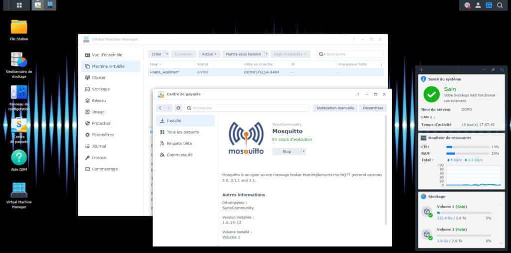 Interface DSM 7 dans le cadre d'un NAS domotique