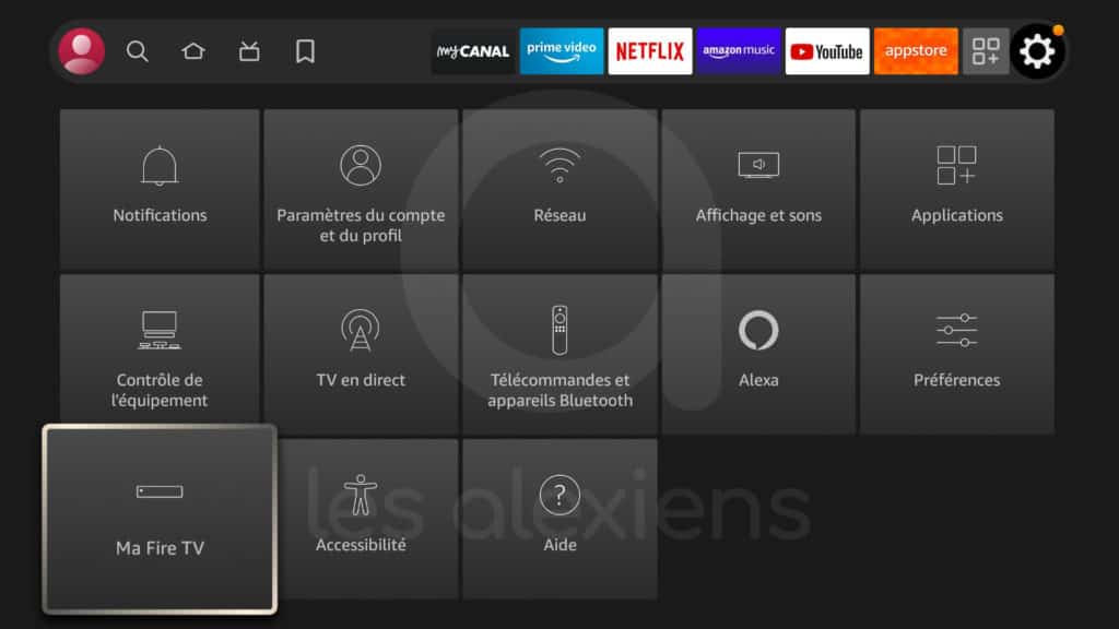 Menu Ma Fire TV 2022