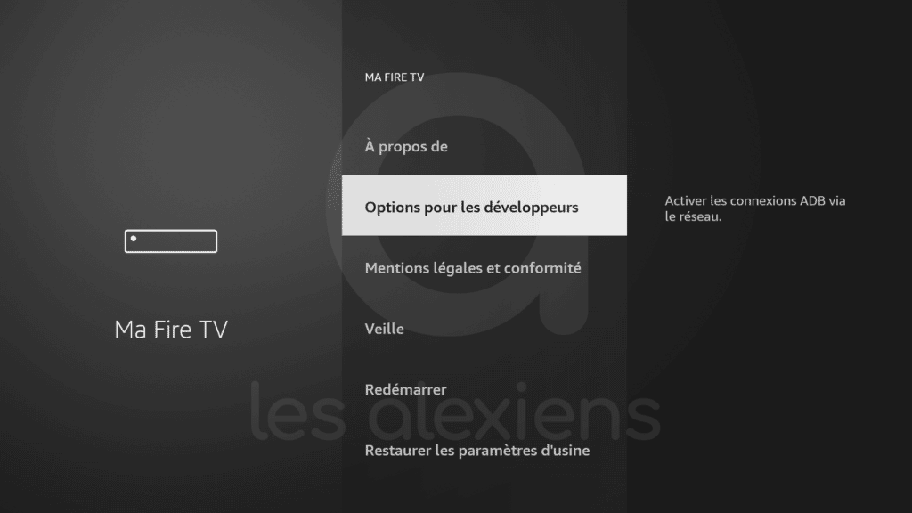 Options pour les développeurs sur Amazon Fire TV