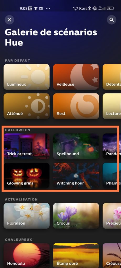 Choisissez les scénarios Halloween de Philips Hue