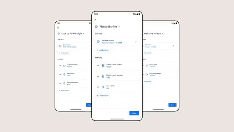 Nouvelle interface automatisations pour les routines Google Assistant