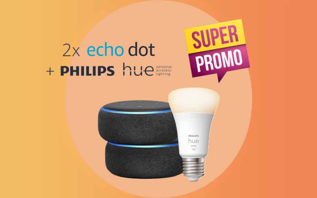 Amazon propose deux enceintes Echo Dot 3 avec ampoule Hue à prix dément