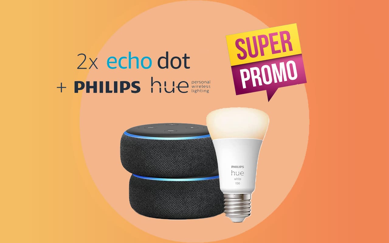 brade le pack de 2 Echo Pop + ampoule Philips Hue ! Le