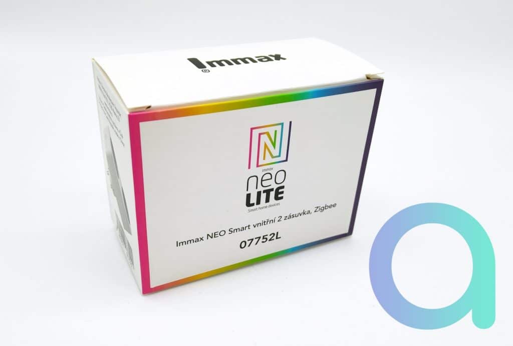 Un packaging simple mais tout en couleur pour la prise double Immax Neo Lite en ZigBee