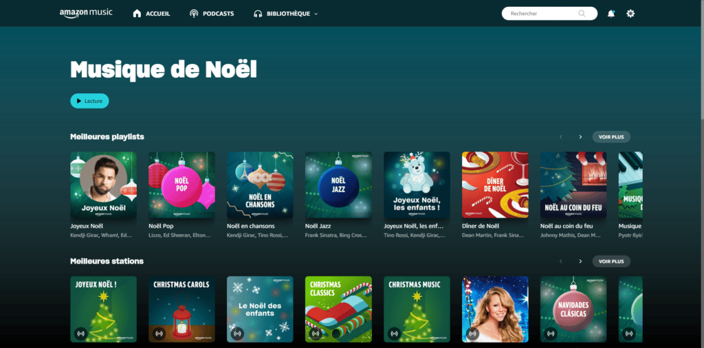 Les Playlists de Noël sur Amazon Music