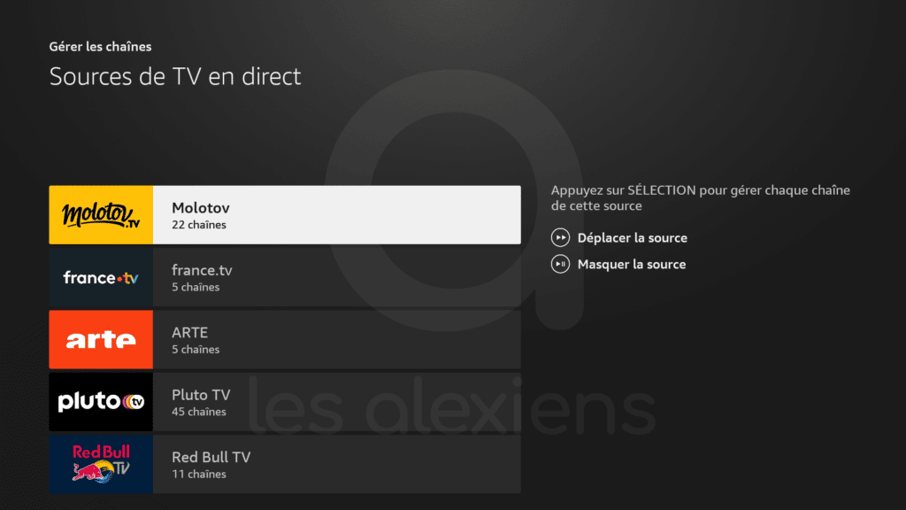 Les services de télévision en direct sur Fire TV